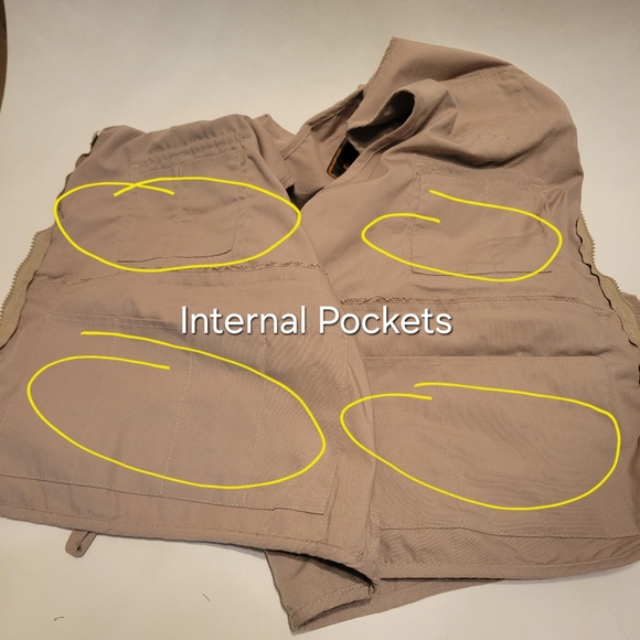 Rio Bravo By Prestige Fishing Vest Adult XXL Tan Canvas Full Zip Pockets - Picture 8 of 12